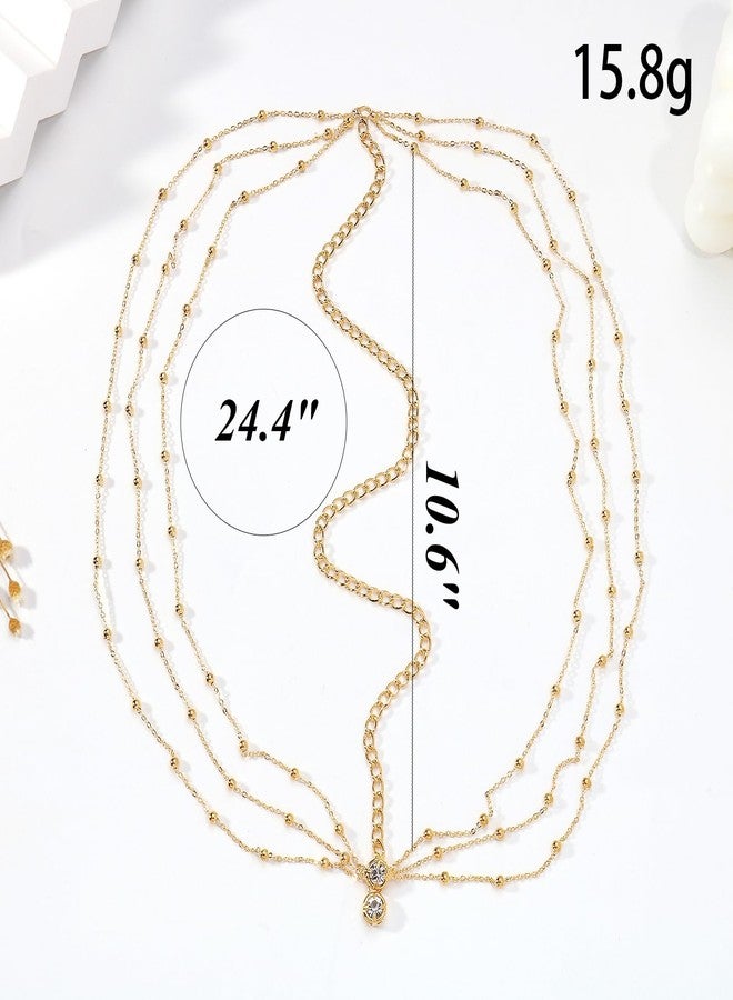 STONEFANS Layered Gold Head Chain Renaissance Rhinestone Forehead Headband Festival 1920s Accessories for Women Wedding Headpiece - Image 2